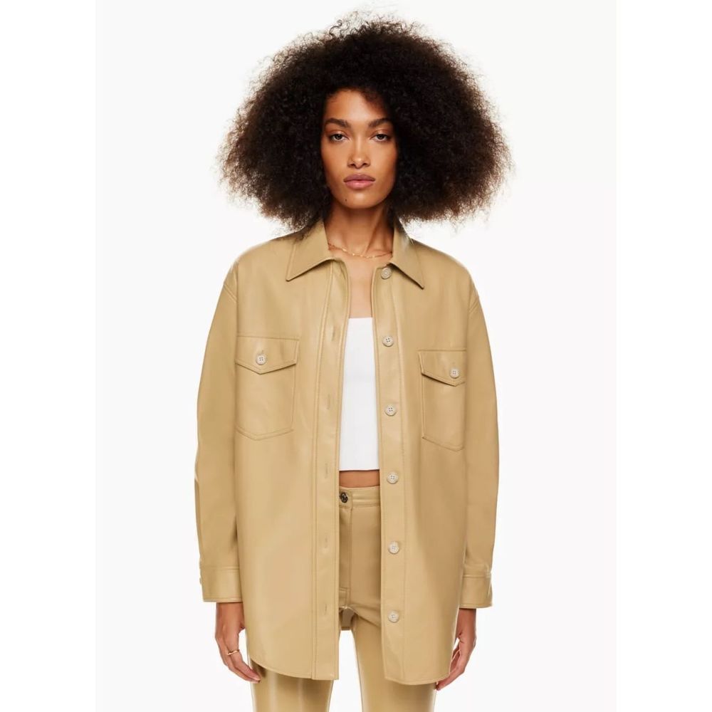 NWOT Aritzia Wilfred The Ganna Shirt Jacket Vegan Leather Size M